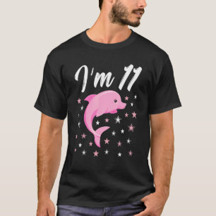 I'm 11 Little Cute Pink Dolphin Idea Birthday Kid  T-Shirt