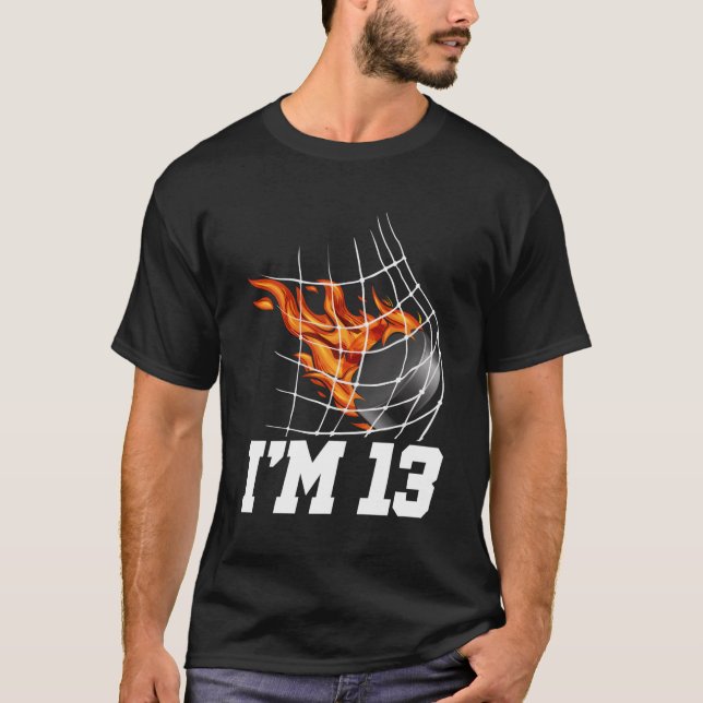 I'M 13 Ice Hockey Goal Net Sports N 13Th T-Shirt (Front)