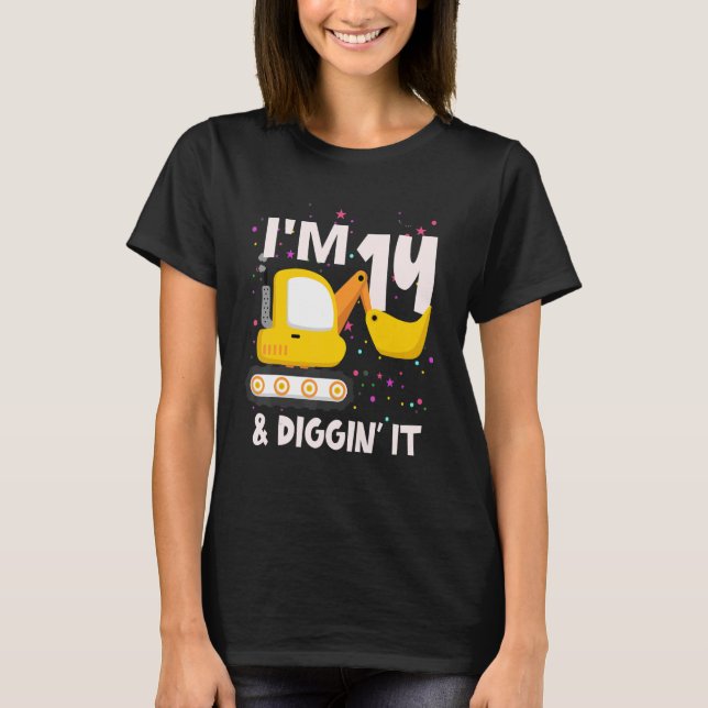 I'm 14 And Digging It Construction Excavator 14th  T-Shirt (Front)