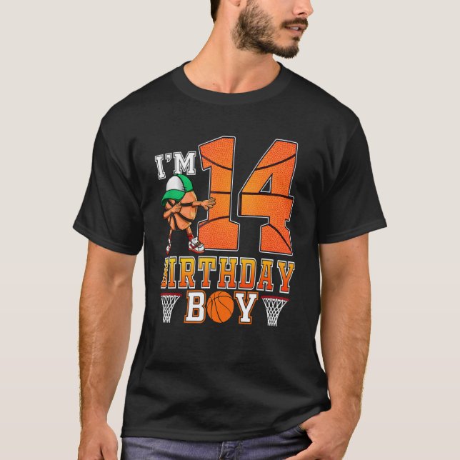 I'm 14 Years Old 14th Birthday Boy Basketball T-Shirt (Front)