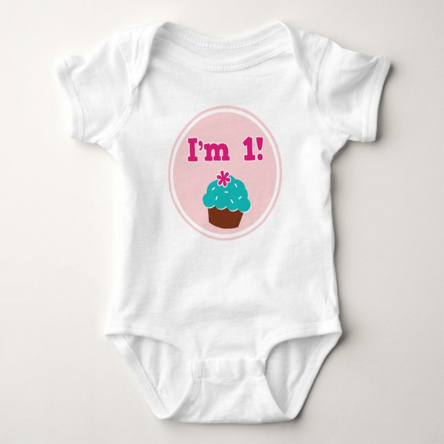 I'm 1 Cupcake Birthday Baby Bodysuit (Front)