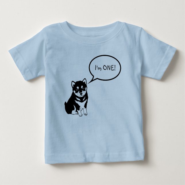 I'm 1 Dog Speech Bubble 2 Blue Baby Shirt (Front)