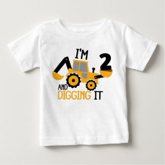 I'm 2 And Digging It Construction Birthday Boy Baby T-Shirt