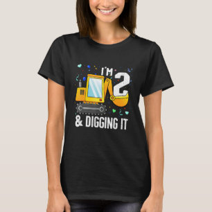 I'm 2 And Digging It Construction Excavator 2nd Bi T-Shirt