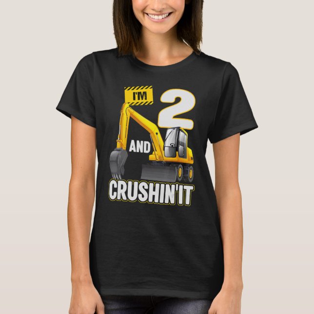 I'm 2 And Digging It Construction Excavator 2nd Bi T-Shirt (Front)