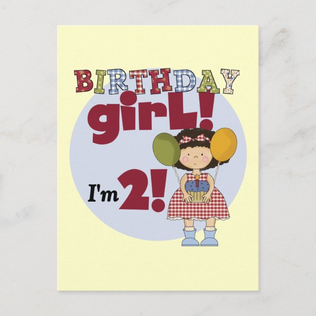 I'm 2  Birthday Girl T-shirts and Gifts Postcard (Front)