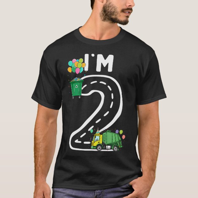 I'M 2 Two Years Old Garbage Truck 2Nd Birthday Boy T-Shirt (Front)