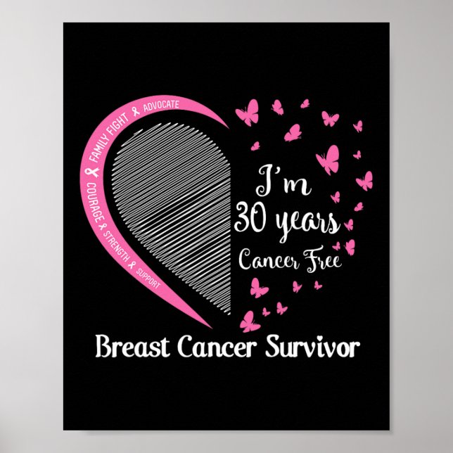 I'm 30 Years Cancer Free Breast Cancer Survivor Fa Poster (Front)