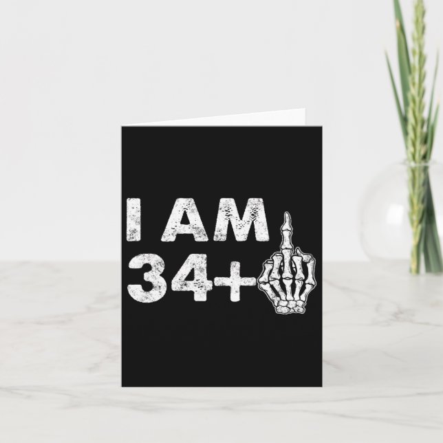 I'm 35 Years Old Funny Skeleton Middle Finger 35th Card (Front)