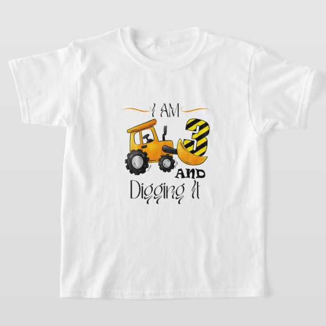 I'm 3 And Digging It 3rd Birthday Constructi T-Shirt (Laydown)