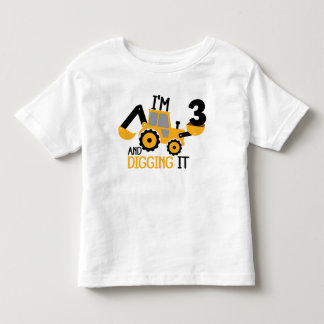 I'm 3 And Digging It Construction Birthday Boy Toddler T-Shirt