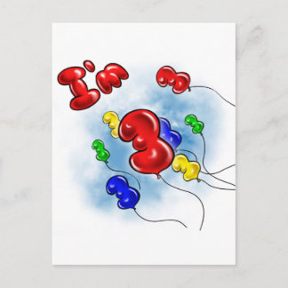 I'm 3! Balloons Postcard