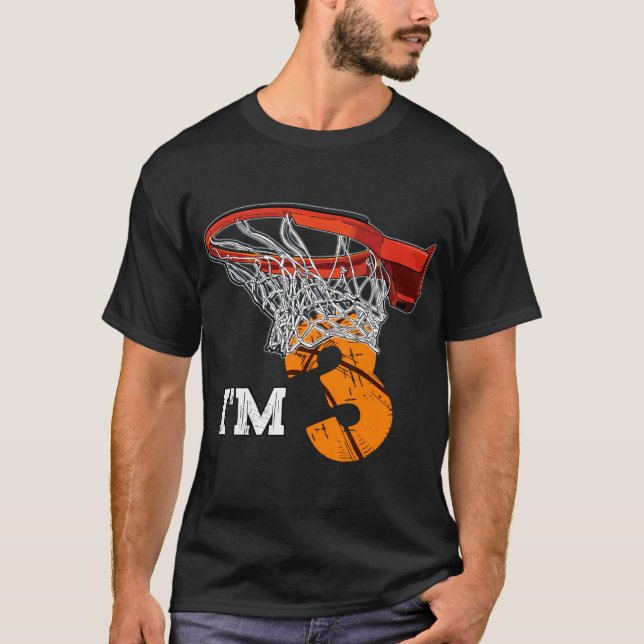 I'M 3 Basketball Fan Third Birthday Celebration Pa T-Shirt (Front)