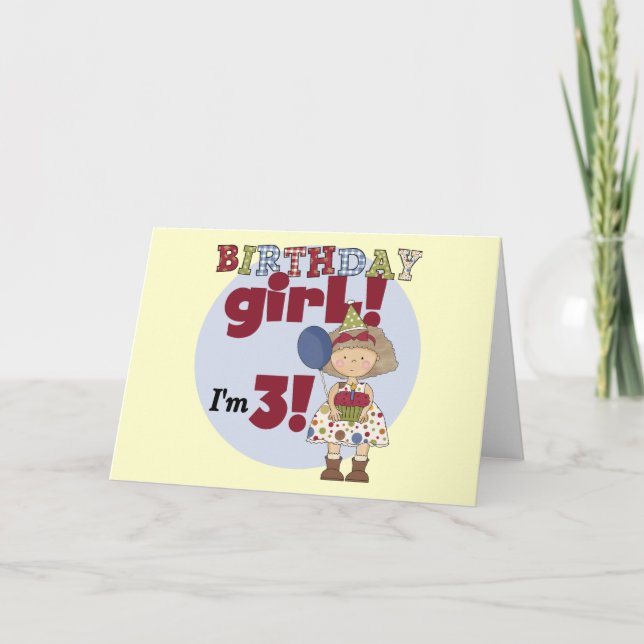 I'm 3 Birthday Girl Tshirts and Gifts Card (Front)