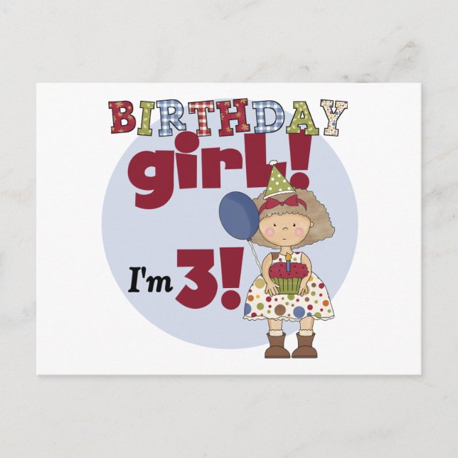 I'm 3 Birthday Girl Tshirts and Gifts Postcard (Front)