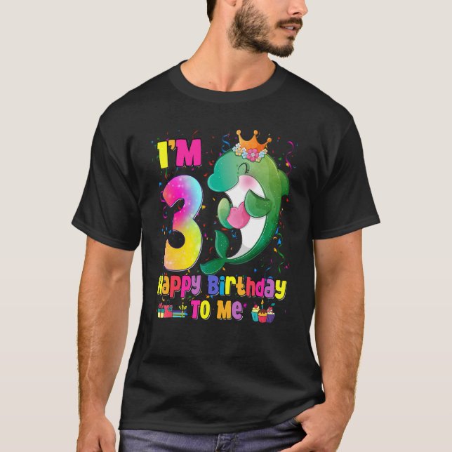 I'm 3 Years Old  3rd Birthday Girls Teens  Dolphin T-Shirt (Front)