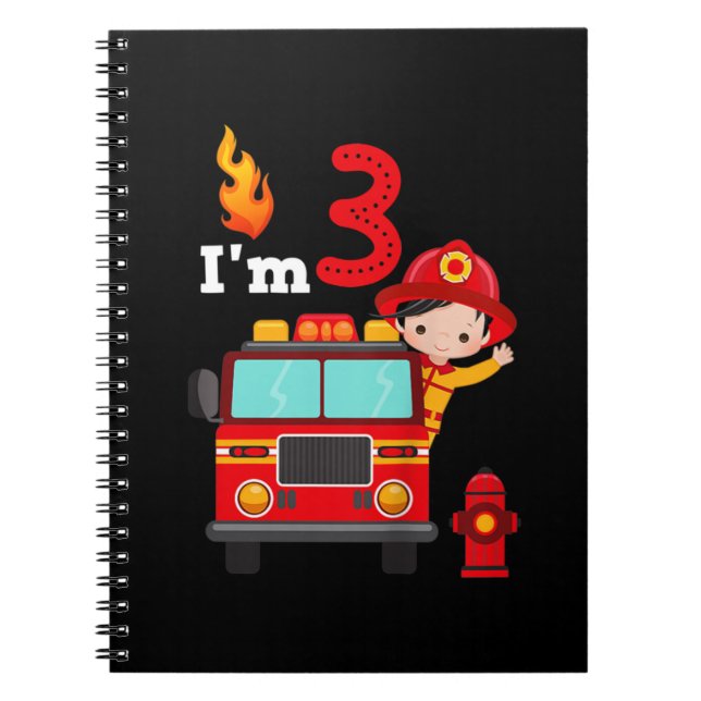 I'm 3rd Birthday Boy Fire Engine Truck Toddler Fir Notebook (Front)
