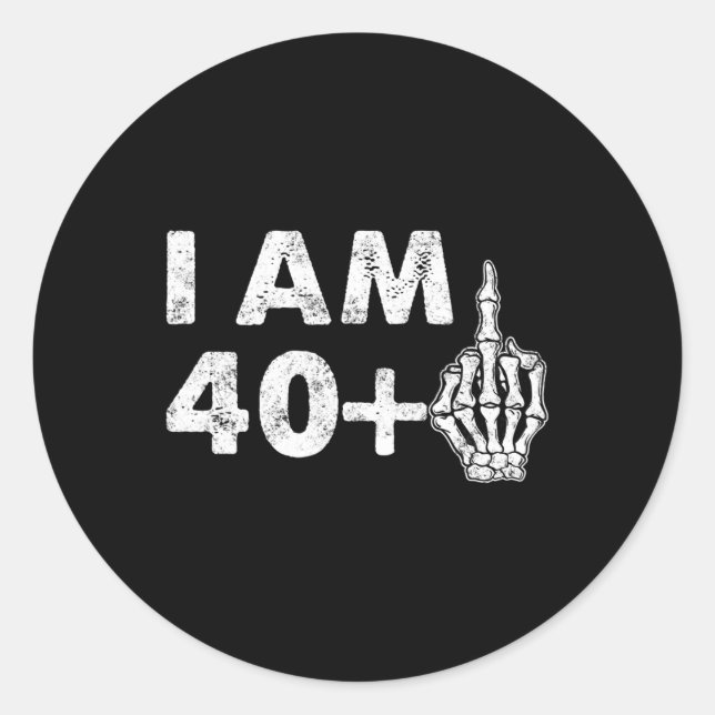 I'm 41 Years Old Fun Skeleton Middle Finger 41st B Classic Round Sticker (Front)