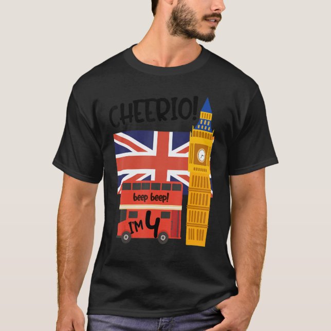 I'm 4   4th Birthday British London Theme United K T-Shirt (Front)