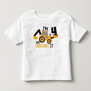 I'm 4 And Digging It Construction Birthday Boy  Toddler T-Shirt