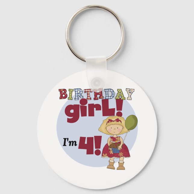 I'm 4 Birthday Girl T-shirts and Gifts Key Ring (Front)