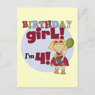 I'm 4 Birthday Girl T-shirts and Gifts Postcard