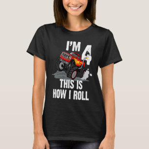 I'm 4 This is How I Roll Monster Truck 4th Birthda T-Shirt