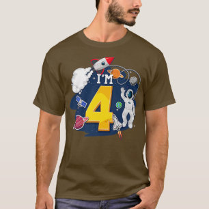 I'm 4 Years Old Astronaut Outer Space 4th Birthday T-Shirt