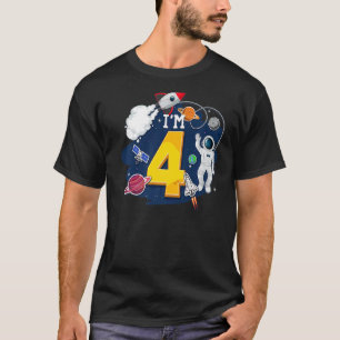 I'm 4 Years Old Astronaut Outer Space 4th Birthday T-Shirt