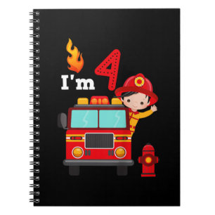 I'm 4th Birthday Boy Fire Engine Truck Toddler Fir Notebook