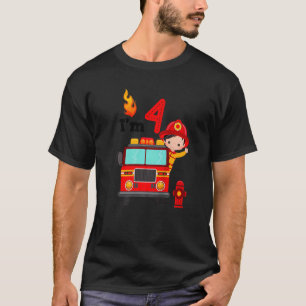 I'm 4th Birthday Boy Fire Engine Truck Toddler Fir T-Shirt