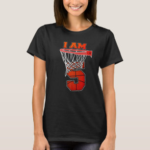 I'm 5 Basketball Theme Birthday Party Celebration  T-Shirt