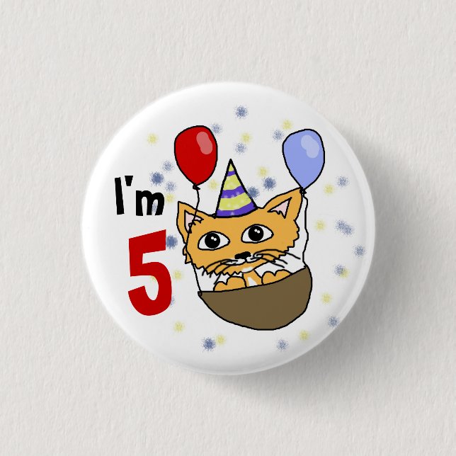 I'm 5 birthday 3 cm round badge (Front)