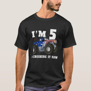 I'm 5 & Crushing It Now Monster Truck 5th Birthday T-Shirt