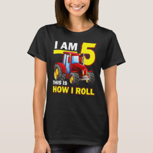 I'm 5 This Is How I Roll Farm Tractor 5th Birthday T-Shirt
