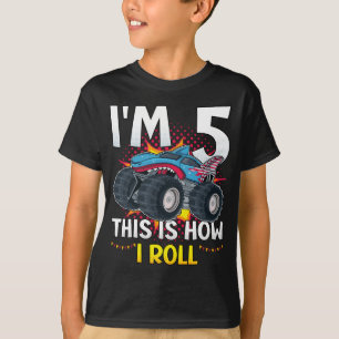 I'm 5 This is how I roll Monster Truck Boy T-Shirt