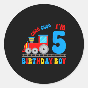 Im 5 Years Old Kids Train Lover Its My 5th Birthda Classic Round Sticker