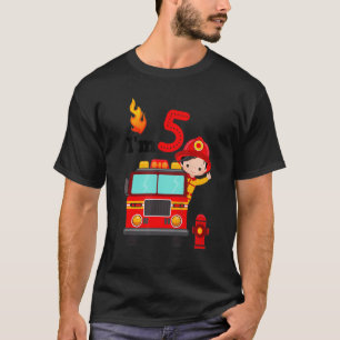 I'm 5th Birthday Boy Fire Engine Truck Toddler Fir T-Shirt