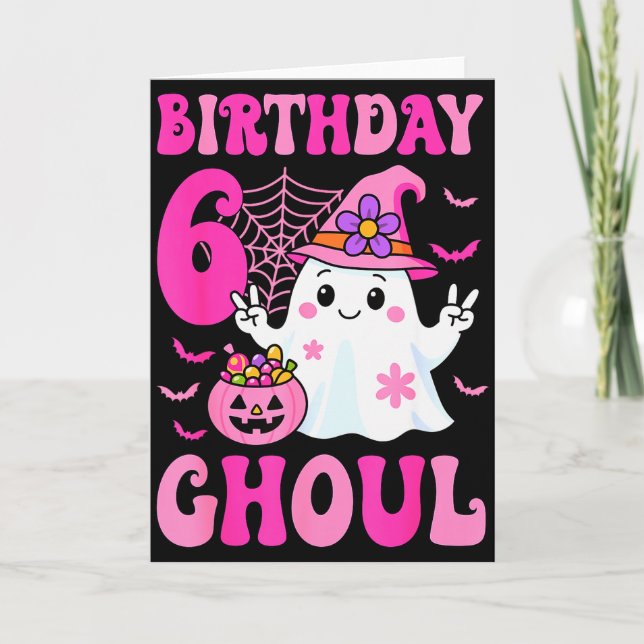 I'm 6 Years Old Girls Cute Ghost It's My 6th Birth Card (Front)