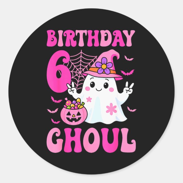 I'm 6 Years Old Girls Cute Ghost It's My 6th Birth Classic Round Sticker (Front)