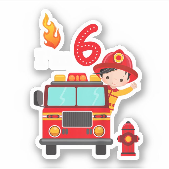 I'm 6th Birthday Boy Fire Engine Truck Toddler Fir (Front)