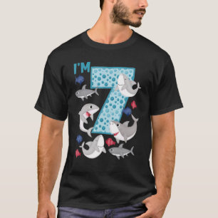I'm 7 7th Birthday Crew Shark Theme Family Matchin T-Shirt