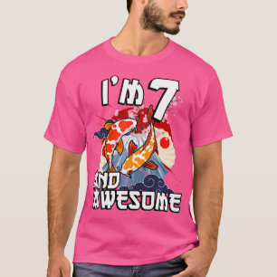I'M 7 And Awesome Japanese Carp Koi Fish Birthday T-Shirt