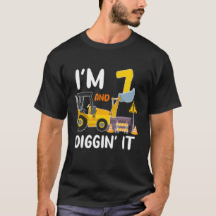 I'm 7 And Digging It Construction Excavator 7th Bi T-Shirt