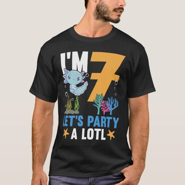 I'm 7 bday Axolotl party cute 7th Birthday Kids Ax T-Shirt (Front)