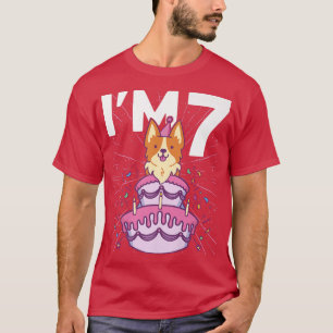Im 7 Bday Dog Party Kids 7th Birthday Corgi Dog508 T-Shirt