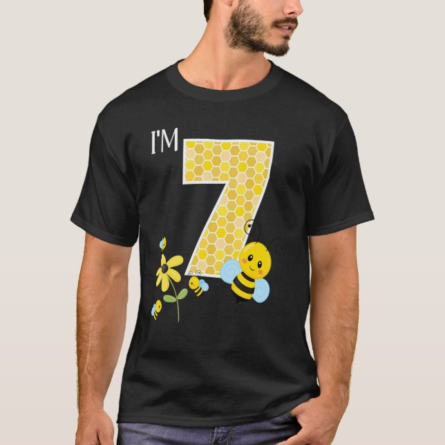 I'm 7 Birthday Boy Bee Hive Party Matching 7th Bir T-Shirt (Front)