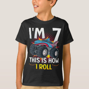 I'm 7 This is how I roll Monster Truck Boy T-Shirt
