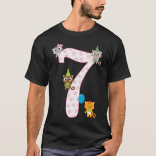 I'm 7 Years Old Cat  Girl 7th Birthday T-Shirt