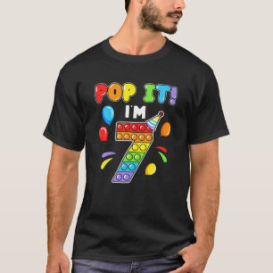 I'm 7 Years Old Pop It 7Th Birthday Balloon Kids T-Shirt